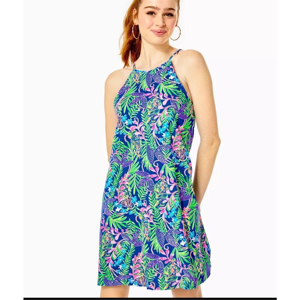 Lilly Pulitzer Margot Halter Neck Swing Dress Borealis Blue How You Like Me Sz M